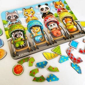 Сортер-вкладиш "Звірі у візочках" Ань-Янь. ПСД176