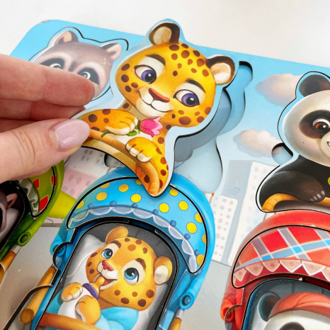 Сортер-вкладиш "Звірі у візочках" Ань-Янь. ПСД176