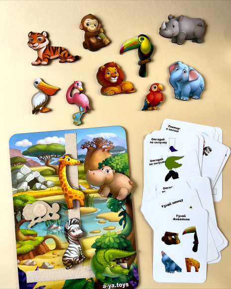 Игра на липучках с карточками "Повтори по схеме – Африка" Ubee ПСД178