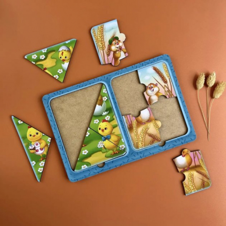 Деревянные пазлы в рамке "Хомяки и цыплята" Ань-Янь ПСД183