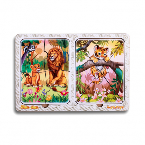Дерев'яні пазли у рамці Леви та тигреня ПСД184 Ubee