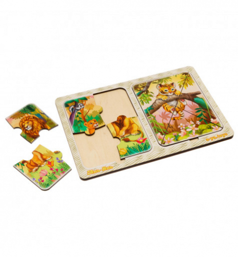 Дерев'яні пазли у рамці Леви та тигреня ПСД184 Ubee