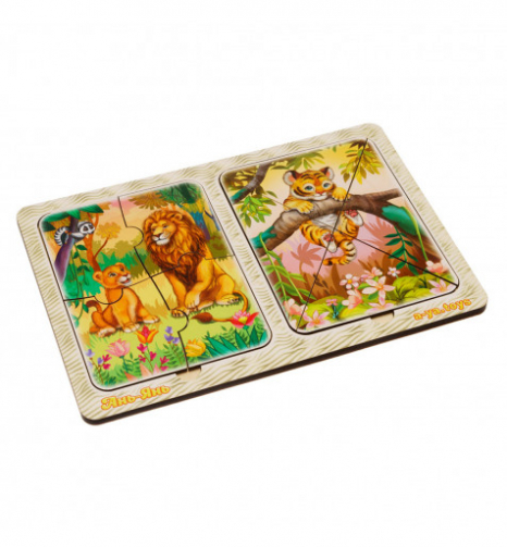 Дерев'яні пазли у рамці Леви та тигреня ПСД184 Ubee