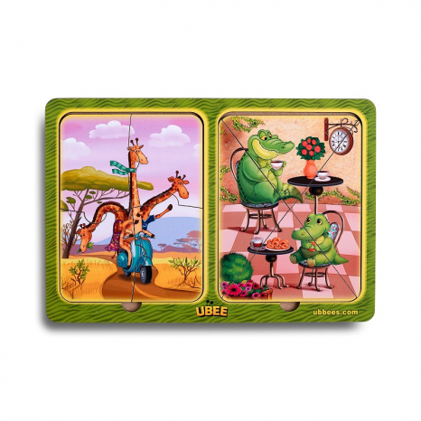 Дерев'яні пазли у рамці Жирафи та крокодили Ubee ПСД185