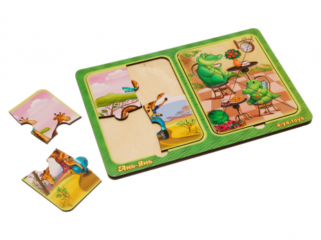 Дерев'яні пазли у рамці Жирафи та крокодили Ubee ПСД185