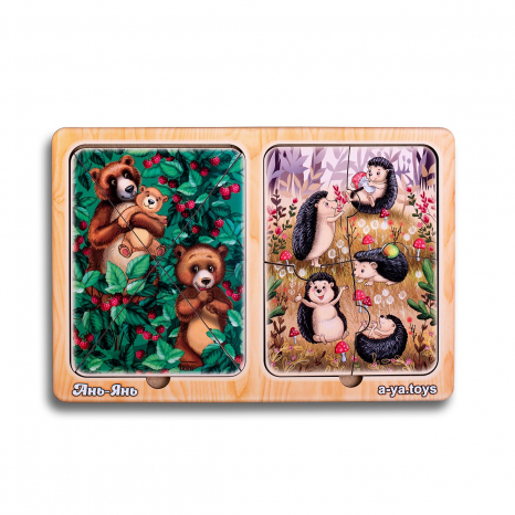 Дерев'яні пазли у рамці Їжачки та ведмеді Ubee ПСД186