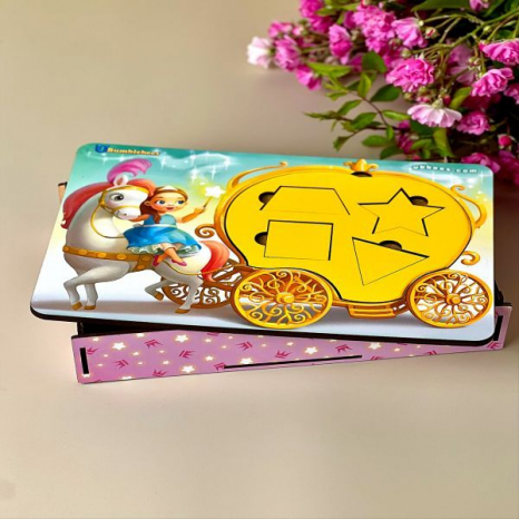 Дерев'яна вкладка-сортер (пазл) + танграм "Фея та карета". Ань-Янь. ПСД196