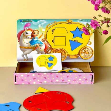 Дерев'яна вкладка-сортер (пазл) + танграм "Фея та карета". Ань-Янь. ПСД196