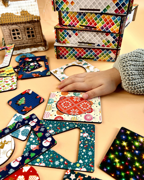 Досточки Сегена: новогодние узоры – геометрические фигуры ПСД211