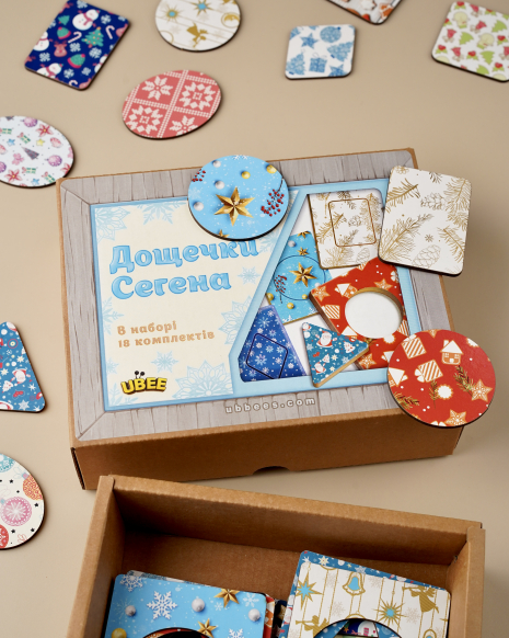 Досточки Сегена: новогодние узоры – геометрические фигуры ПСД211