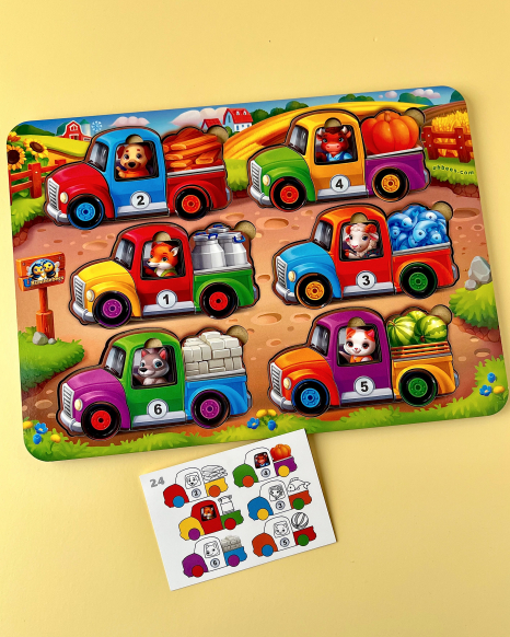 Логічна гра - сортер з картками "Тварини на вантажівках (літо)" ПСД216