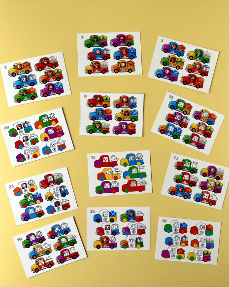 Логічна гра - сортер з картками "Тварини на вантажівках (літо)" ПСД216