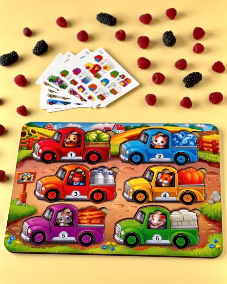 Логічна гра - сортер з картками "Тварини на вантажівках (літо)" ПСД216