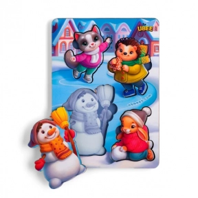 Новорічна рамка-вкладка з фоном-підказкою 3 Сніговик ПСД225