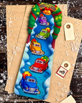 Вкладки новорічні машинки більше/меньше