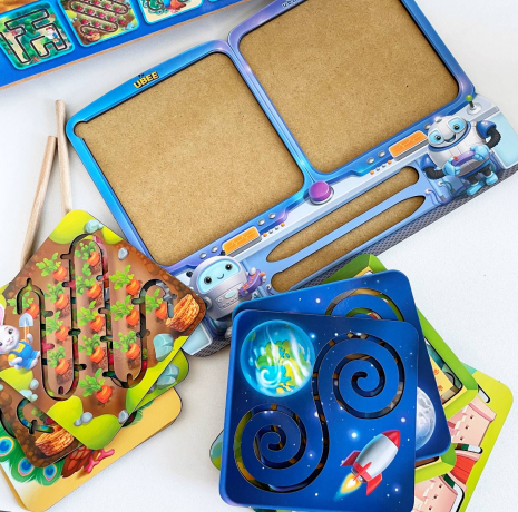 Міжпівкульні дошки лабіринти Дві руки з основою, стилусами та змінними трафаретами ПСД233 Ubee