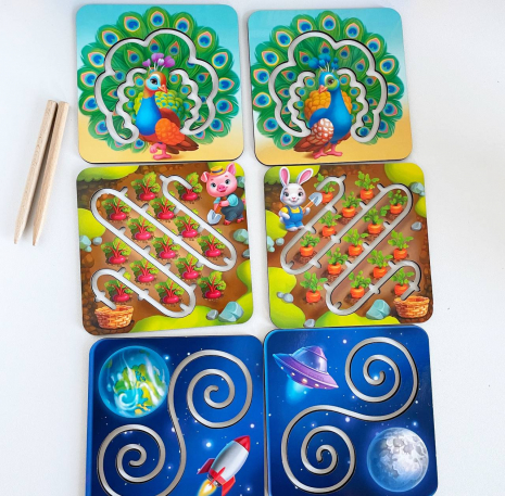 Міжпівкульні дошки лабіринти Дві руки з основою, стилусами та змінними трафаретами ПСД233 Ubee