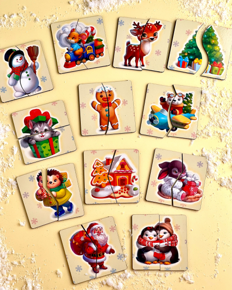 Дерев'яні пазлі для малюків Новорічні половинки ПСД238 Ань-Янь