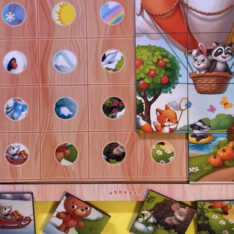 Пазл дерев'яний з фоном-підказкою Пори року, Ubee, ПСД241