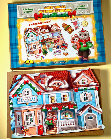 Пазл дитячий фігурний "Котячий дім", Ань-Янь. ПСД248