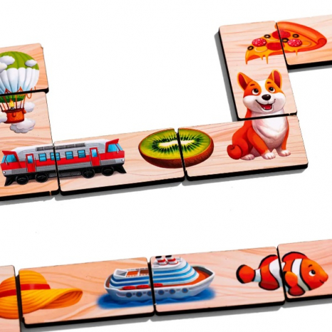 Дерев'яна дитяча настільна гра Доміно половинки Ubee ПСД266