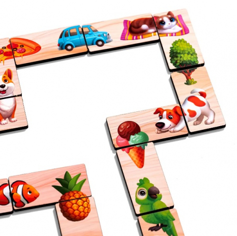 Дерев'яна дитяча настільна гра Доміно половинки Ubee ПСД266