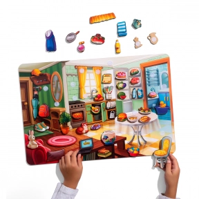 Дерев'яна гра з липучками Наведи лад в кімнаті та нагодуй Івасика ПСД271 Ubee