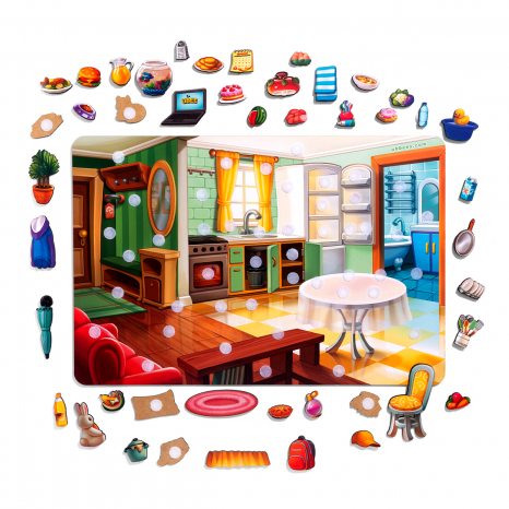 Деревянная игра с липучками Наведи порядок в комнате и накорми Ваню ПСД271 Ubee