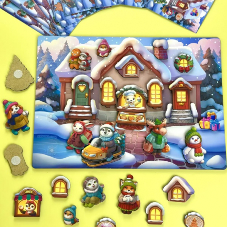 Дерев'яна розиваюча гра на липучках з картками-завданнями  Зимова казка Ubee ПСД282