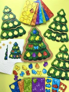 Деревянный пазл - вкладки с карточками и счетным материалом Каркасная ёлочка ПСД283 Ubee