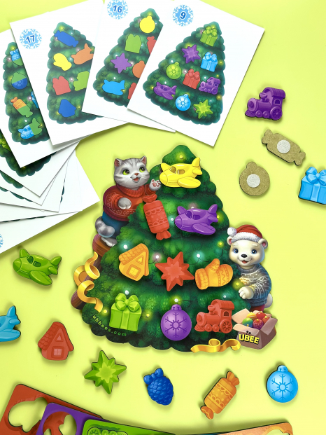 Деревянная игра с липучками и карточками-заданиями Ёлочка ПСД284 Ubee