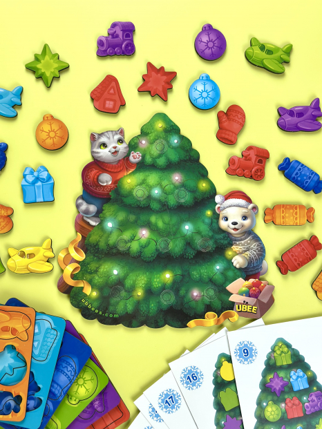 Деревянная игра с липучками и карточками-заданиями Ёлочка ПСД284 Ubee