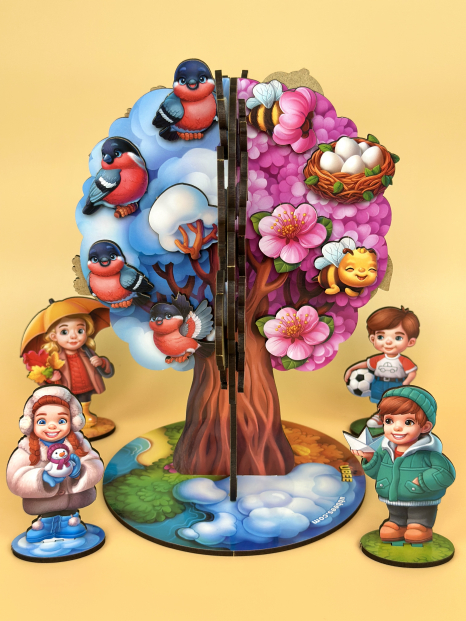 Дерев'яна гра - сортер на липучках Пори року Ubee ПСД295