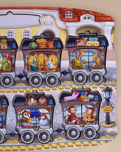 Деревянный многослойный пазл вкладка "МЕГА ПОЕЗД с животными" ПСД296 Ubee