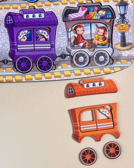 Деревянный многослойный пазл вкладка "МЕГА ПОЕЗД с животными" ПСД296 Ubee