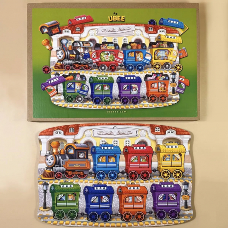 Деревянный многослойный пазл вкладка "МЕГА ПОЕЗД с животными" ПСД296 Ubee