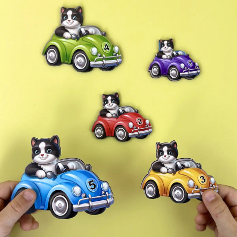 Деревянная рамка-вкладка "Гонщики больше - меньше" Ubee ПСД298