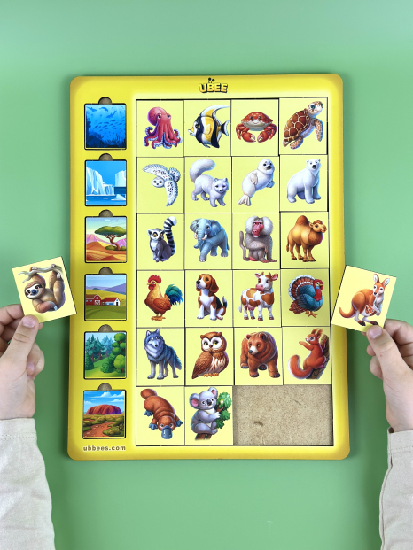 Деревянная игра-вкладка "Ассоциации - животные", Ubee
