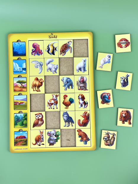 Деревянная игра-вкладка "Ассоциации - животные", Ubee