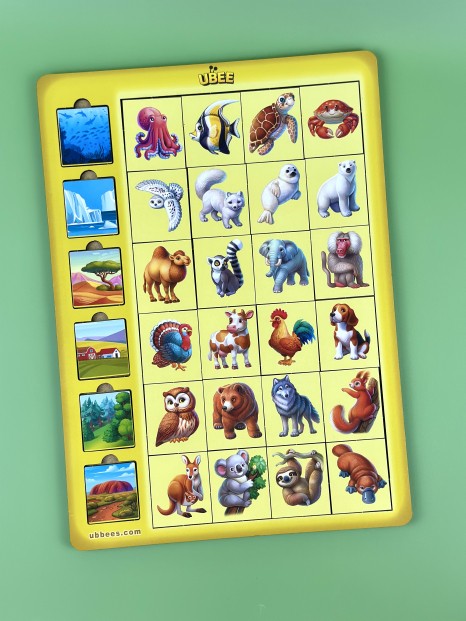 Деревянная игра-вкладка "Ассоциации - животные", Ubee