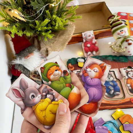 УЦІНКА! Двошаровий пазл-вкладка з картками «Тваринки у ліжечку» Ubee ПСД302