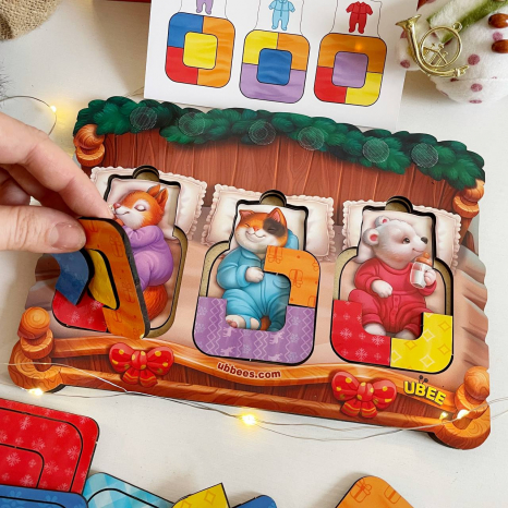 УЦІНКА! Двошаровий пазл-вкладка з картками «Тваринки у ліжечку» Ubee ПСД302