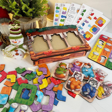 Двошаровий пазл-вкладка з картками «Тваринки у ліжечку» Ubee ПСД302