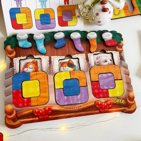 Двошаровий пазл-вкладка з картками «Тваринки у ліжечку» Ubee ПСД302