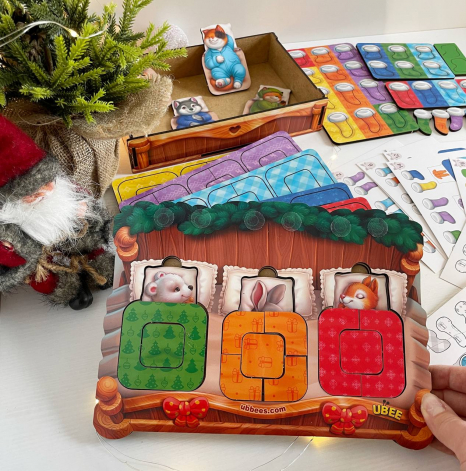 Двошаровий пазл-вкладка з картками «Тваринки у ліжечку» Ubee ПСД302