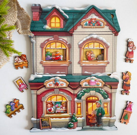 Дерев`яний двошаровий фігурний пазл Крамниця іграшок ПСД304 Ubee