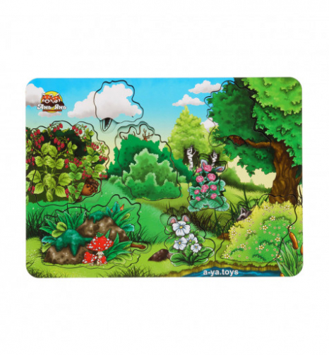 Дерев'яна іграшка сортер-пазл "А де ж звірі? Серія "Ліс", Ubee, ПСФ002