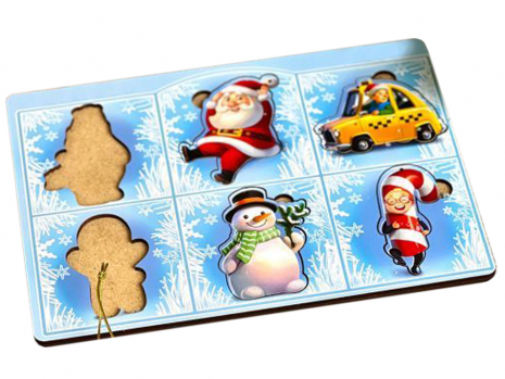 Деревянный сортер-вкладыш маленький "Новогодний - 1", Ubee, ПСФ013