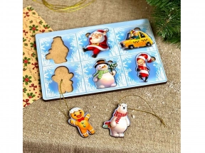 Дерев'яний сортер-вкладиш маленький "Новорічний - 1", Ubee, ПСФ013
