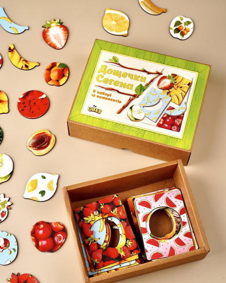 Дерев'яні пазли-сортер Дощечки Сегена Фрукти Ubee ПСФ035